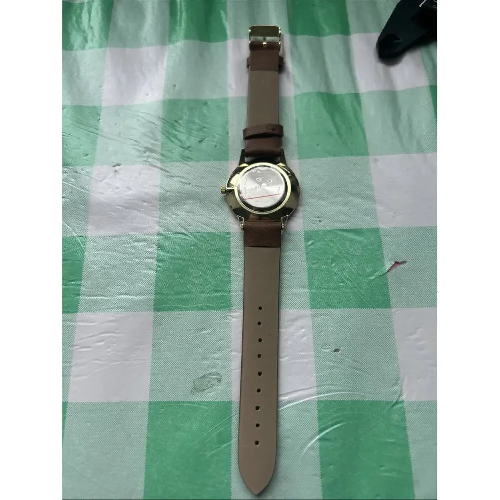Hope Faith Love Gold Tone Brown Band Women’s Quartz Watch